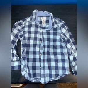 Blue checker print button down shirt size 3t.
